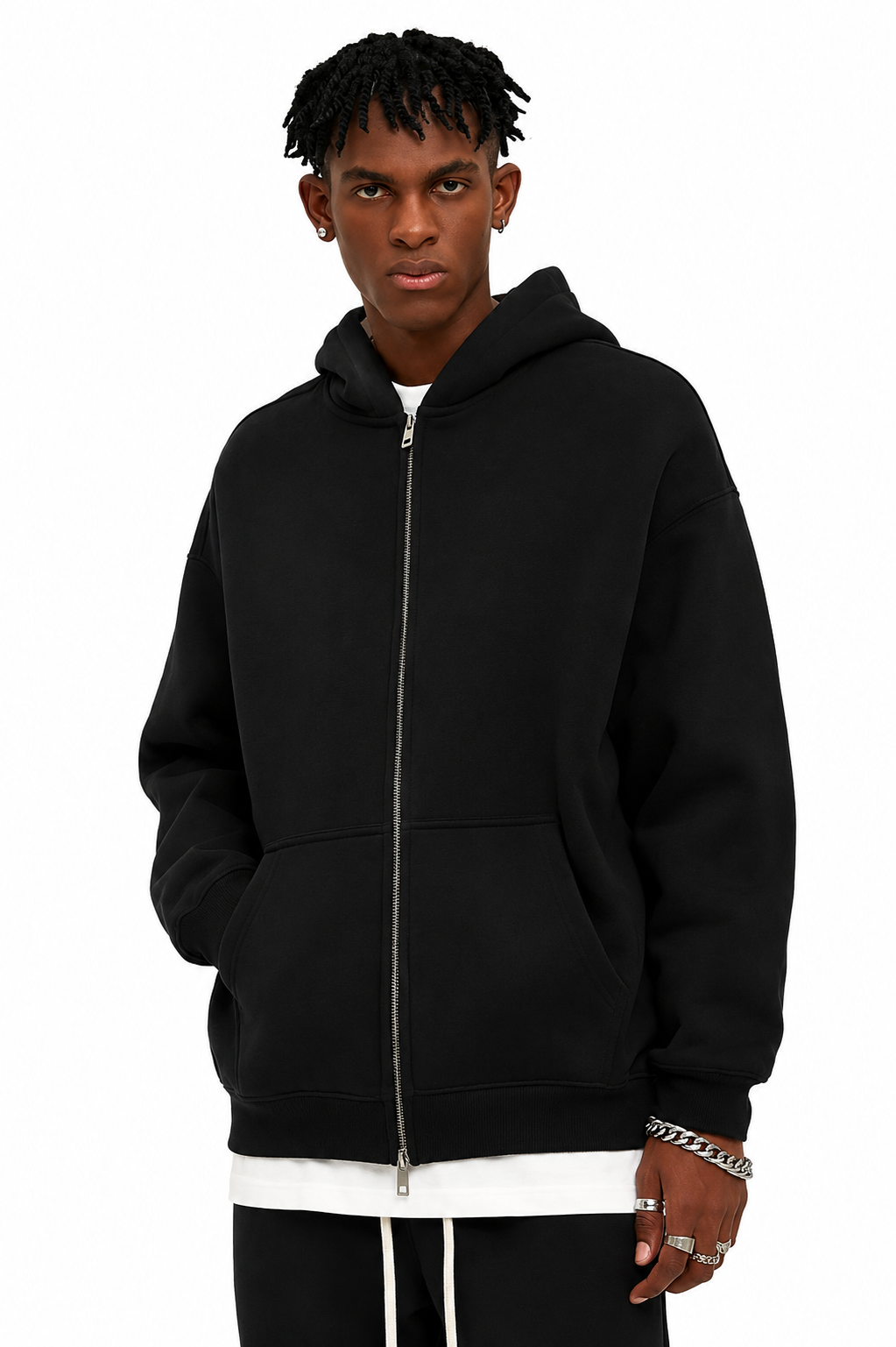 SNLL Premium Heavyweight Double Zip Hoodie | Black