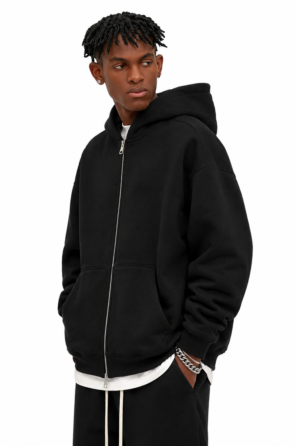SNLL Premium Heavyweight Double Zip Hoodie | Black
